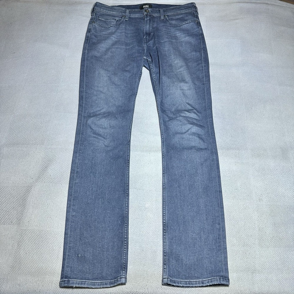 Paige Federal Jeans Mens 32x33 Slim Straight‎ Stretch Denim Brayton Medium Wash
